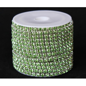 Стразовая лента Peridot (серебристая база)